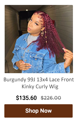  Burgundy 99 13x4 Lace Front Kinky Curly Wig $135.60 $226.00 