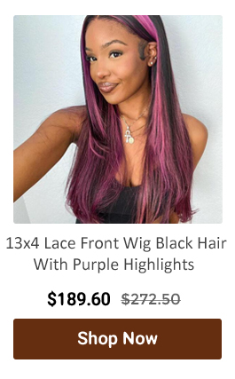  13x4 Lace Front Wig Black Hair With Purple Highlights $189.60 $272.50 