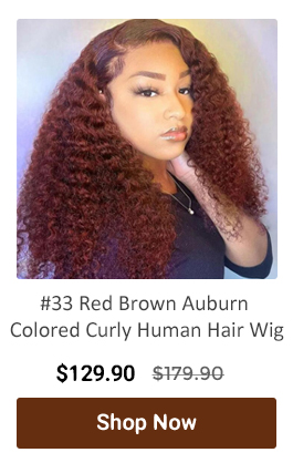  #33 Red Brown Auburn Colored Curly Human Hair Wig $129.90 s179.90 