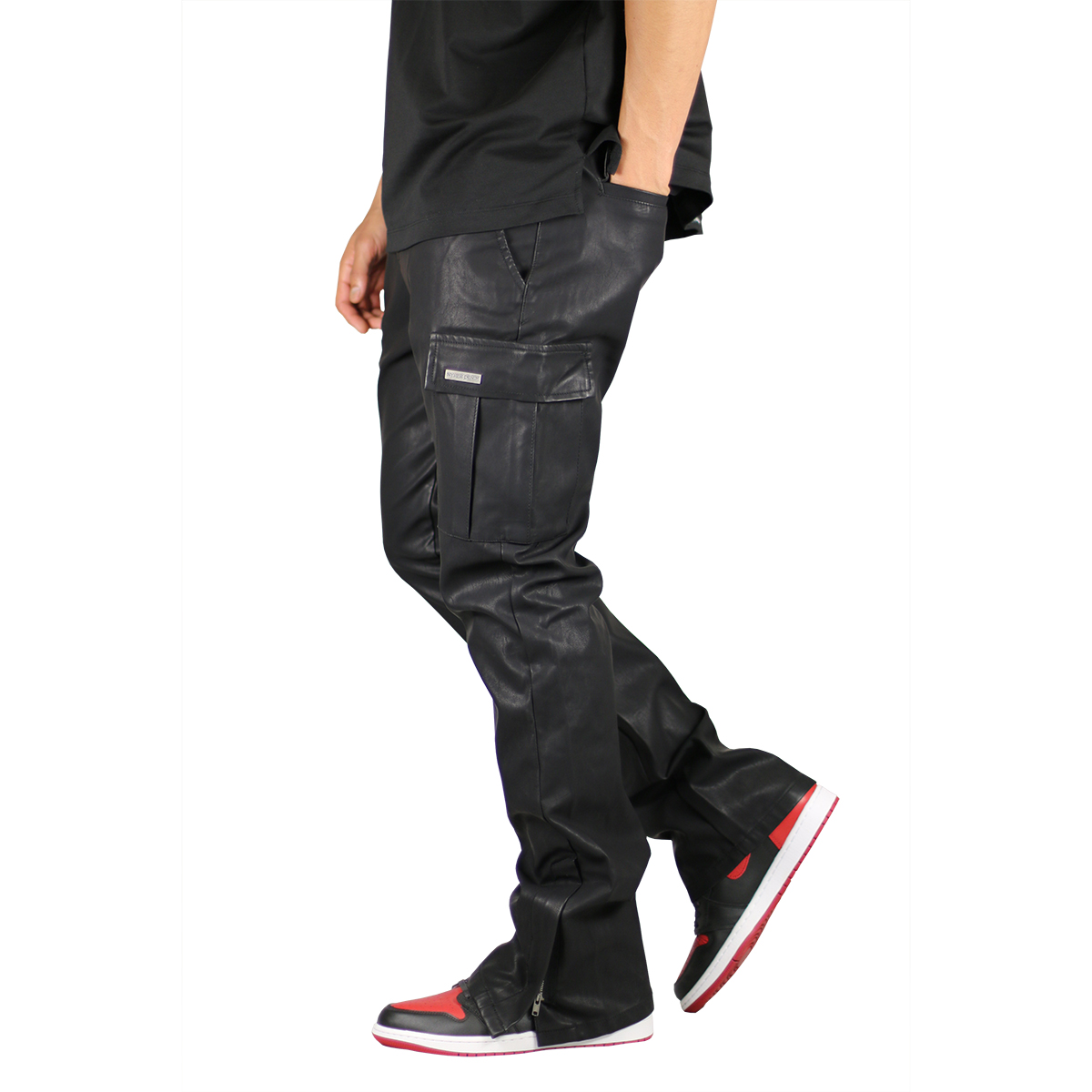 Leather Flare Cargo Pant