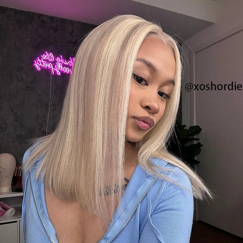 (Super Deal)Barbie Blonde With Brown #P10/613 Colored Short Bob Wig 13x4 Lace Front Wigs Straight Highlights Bob